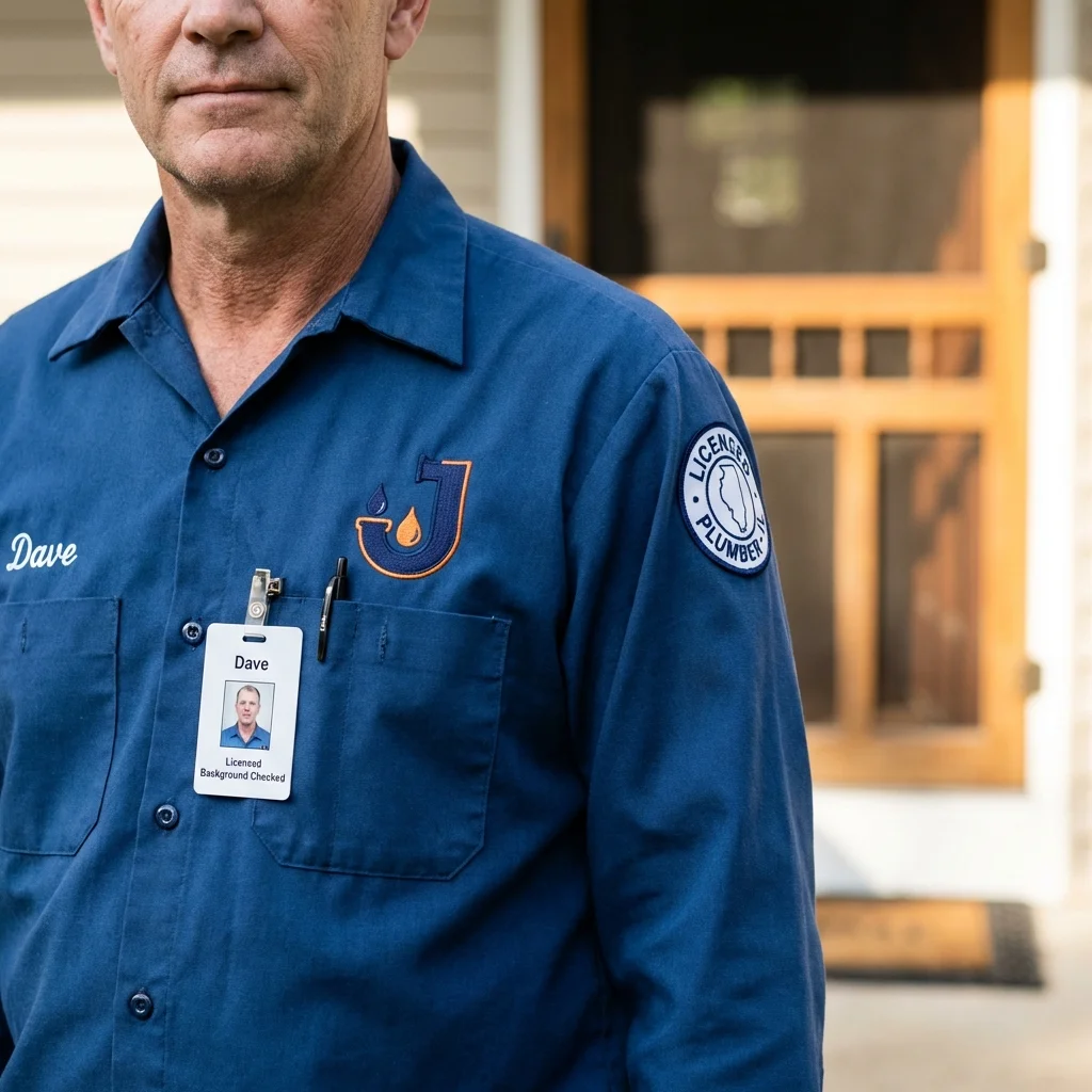 Licensed plumber showing ID badge in Bristow, OK