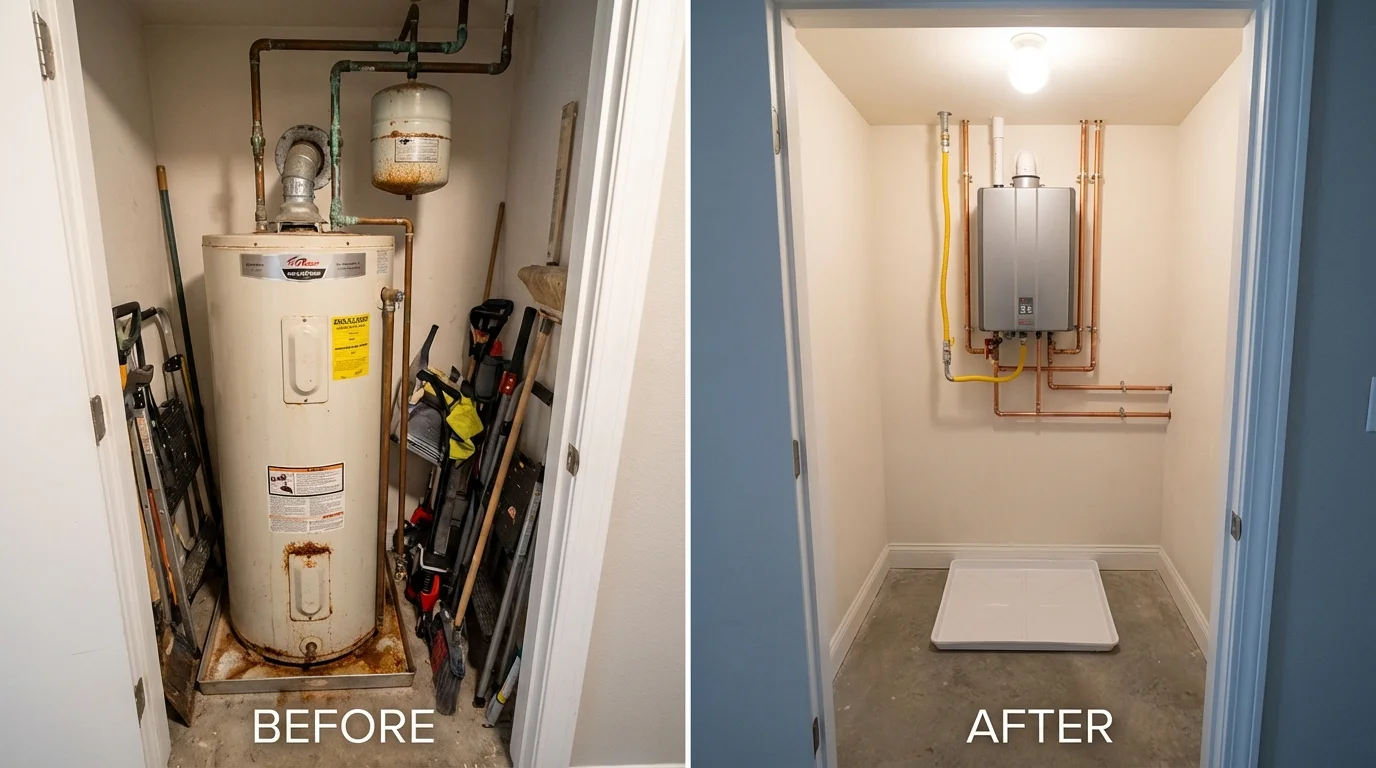 Tank water heater versus wall-mounted tankless unit comparison for Bristow, OK homeowners