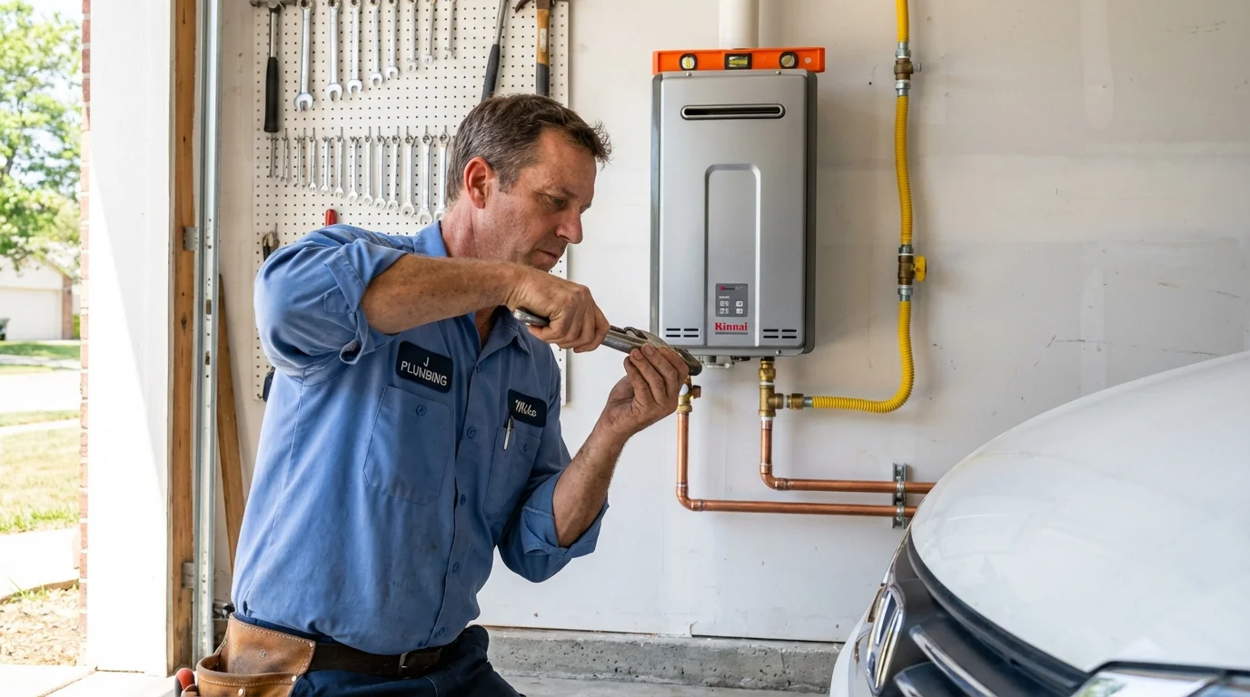 Tankless water heater installation by a Johns Plumbing LLC plumber in Bristow
